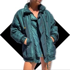 Vintage Forest Green Puffer Jacket